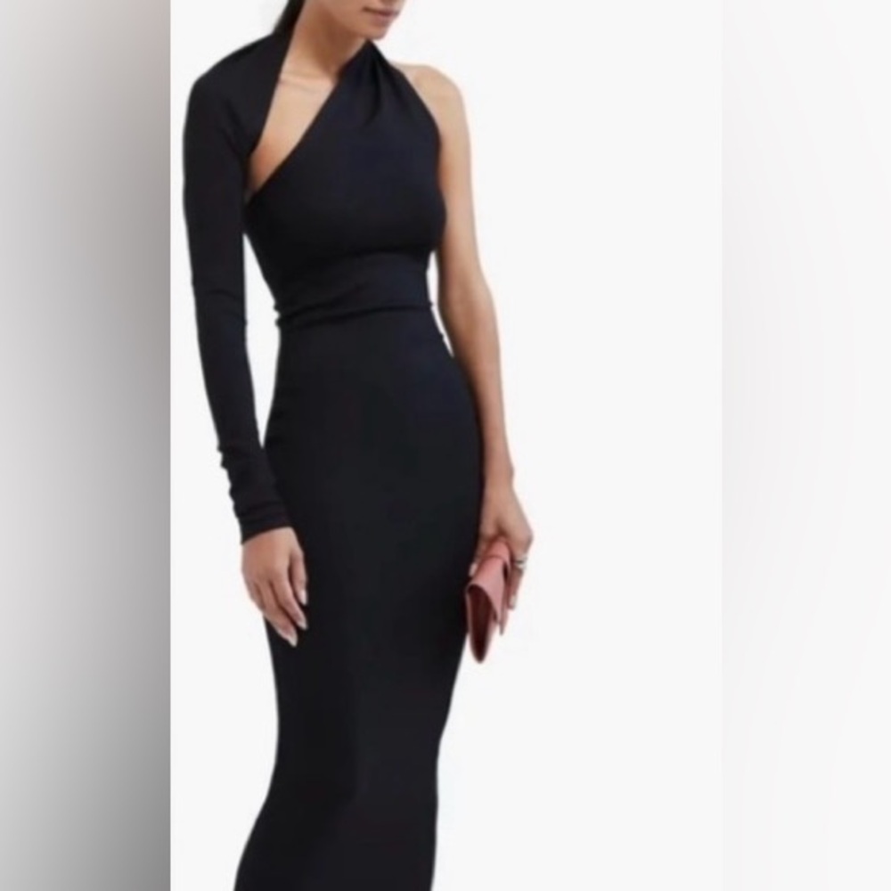 Marcella Liquid Shine One-Shoulder Dress NWOT